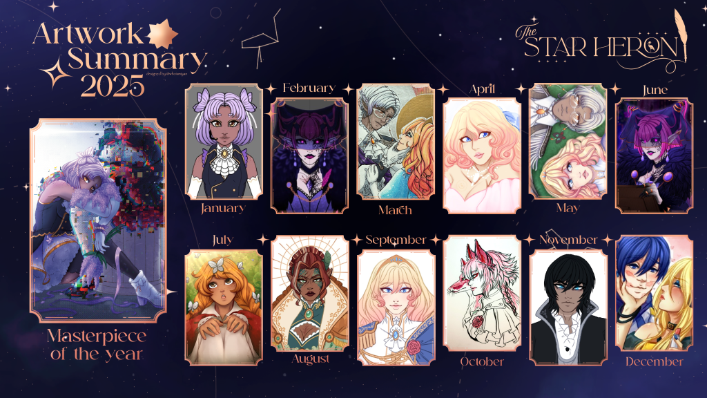 A collage of several different art pieces by TheStarHeron